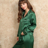 Women Silk Loungewear Blue Silk Long Sleeves luxury ladies Pajamas - DIANASILK
