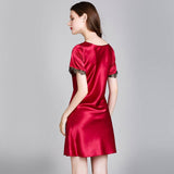 Women Silk Nightgown with lace classic silk sleepwear (multi-colors) - DIANASILK