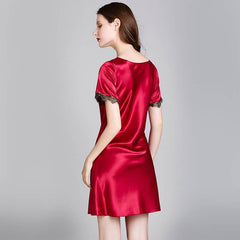 Women Silk Nightgown with lace classic silk sleepwear (multi-colors) - DIANASILK