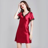 Women Silk Nightgown with lace classic silk sleepwear (multi-colors) - DIANASILK