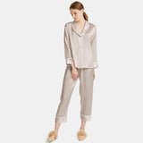 Women Silk Pajamas Long Sleeve Two-piece Sleepwear Pure Silk Pajama Set - DIANASILK