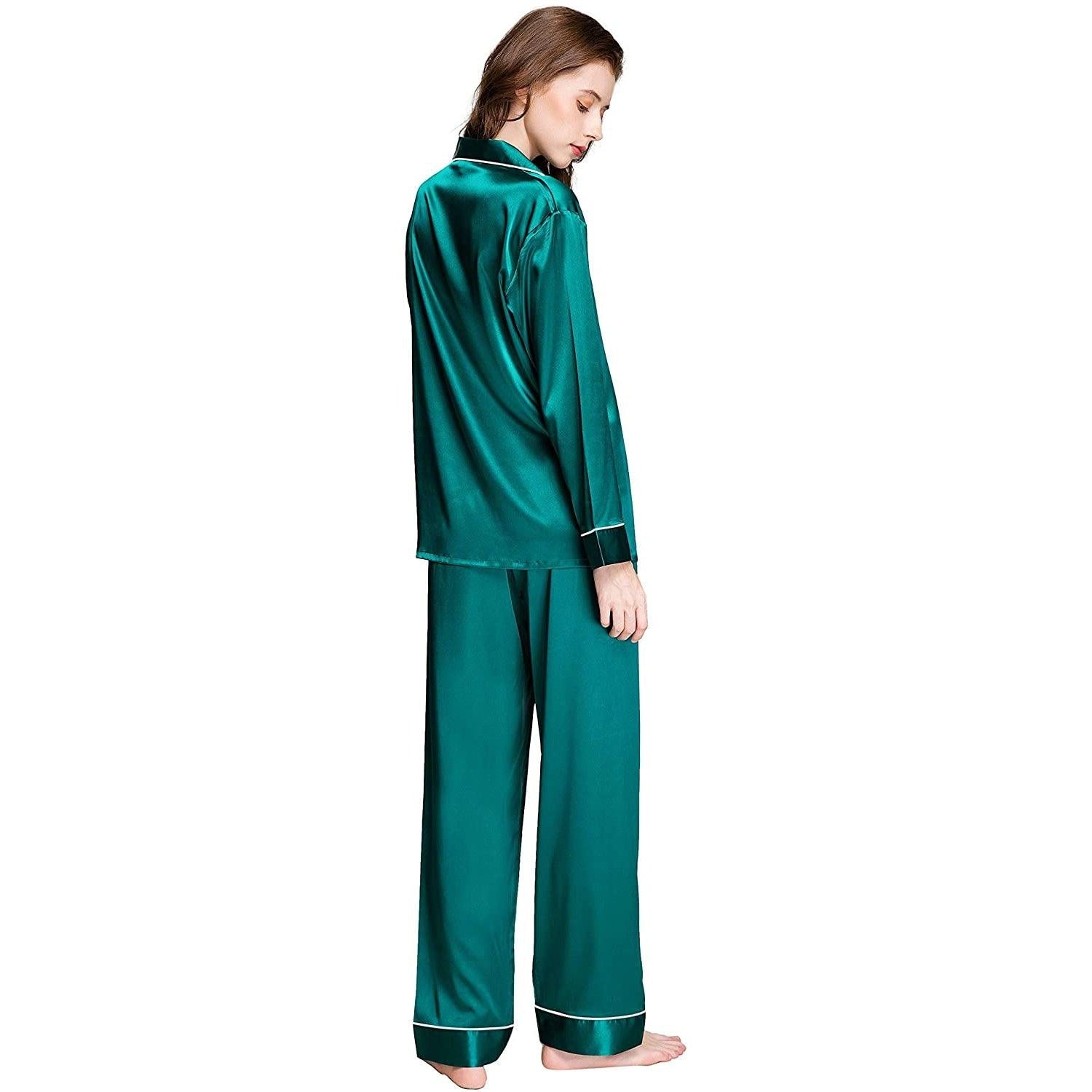 Women Silk Pajamas Set Long Sleeve Two-piece Pure Silk PJ Set - DIANASILK