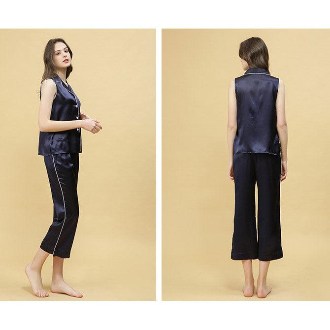 Women Silk Pajamas Set Sleeveless Luxury Silk SLeepwear - DIANASILK