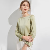 Womens 100% Mulberry Silk Blouse 22Momme Silk Top Long Sleeves Silk Shirt - DIANASILK