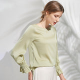 Womens 100% Mulberry Silk Blouse 22Momme Silk Top Long Sleeves Silk Shirt - DIANASILK