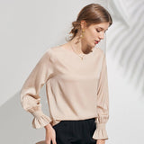 Womens 100% Mulberry Silk Blouse 22Momme Silk Top Long Sleeves Silk Shirt - DIANASILK