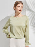Womens 100% Mulberry Silk Blouse 22Momme Silk Top Long Sleeves Silk Shirt - DIANASILK