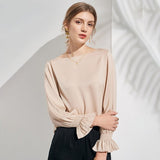 Womens 100% Mulberry Silk Blouse 22Momme Silk Top Long Sleeves Silk Shirt - DIANASILK