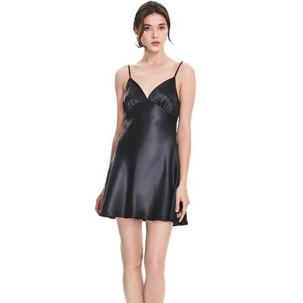 Women's 100% Pure Silk Nightgown with Adjusted Strap Ladies Sexy Deep Neck Nightdress - DIANASILK