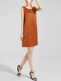 Robe débardeur basique en soie 100% soie à col rond pour femme