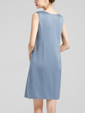 Damen-Tanktop-Kleid aus 100 % Seide mit Rundhalsausschnitt