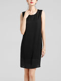 Robe débardeur basique en soie 100% soie à col rond pour femme