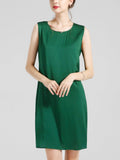Robe débardeur basique en soie 100% soie à col rond pour femme