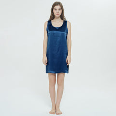 Women's 100% Silk Nightgown Wide Adjust Straps Ladies Simple Chemise Nightdress - DIANASILK