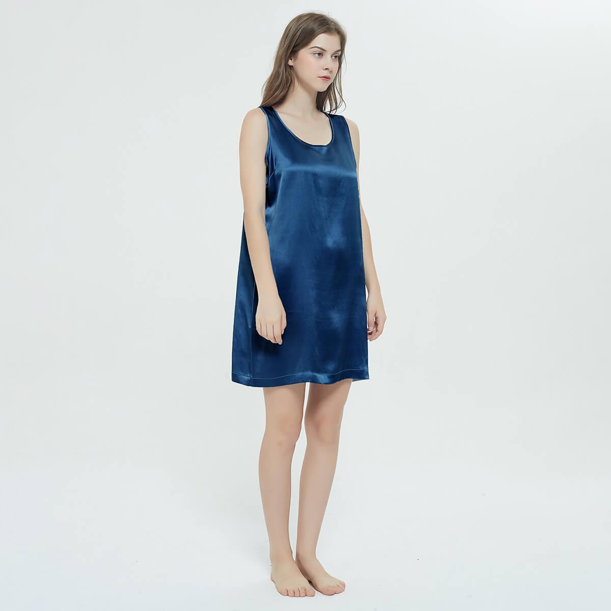 Women's 100% Silk Nightgown Wide Adjust Straps Ladies Simple Chemise Nightdress - DIANASILK