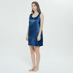 Women's 100% Silk Nightgown Wide Adjust Straps Ladies Simple Chemise Nightdress - DIANASILK