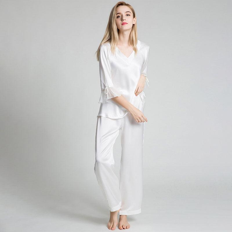 Women's 100% Silk Pajama Set Luxury Half-sleeved Silk Pajama Set For Women - DIANASILK