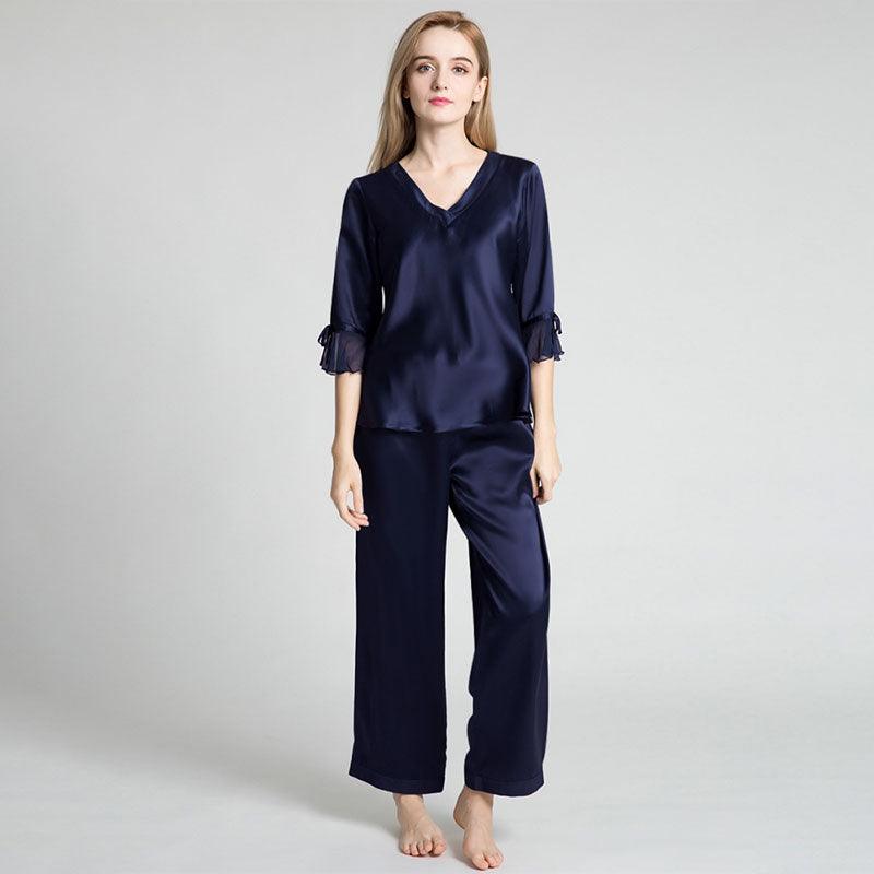 Women's 100% Silk Pajama Set Luxury Half-sleeved Silk Pajama Set For Women - DIANASILK