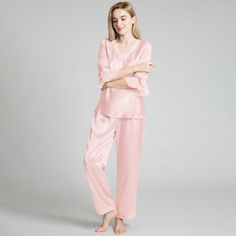 Women's 100% Silk Pajama Set Luxury Half-sleeved Silk Pajama Set For Women - DIANASILK