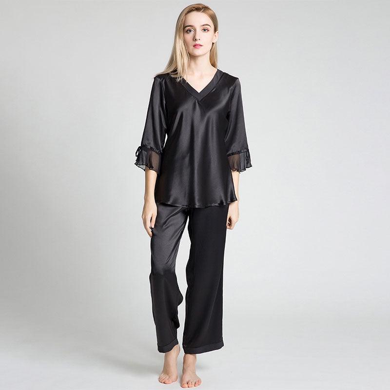 Women's 100% Silk Pajama Set Luxury Half-sleeved Silk Pajama Set For Women - DIANASILK