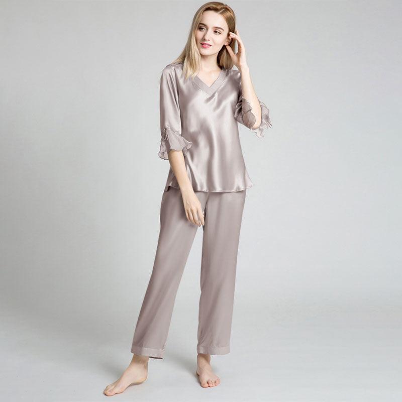 Women's 100% Silk Pajama Set Luxury Half-sleeved Silk Pajama Set For Women - DIANASILK