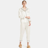 Women's  Capri-pants Silk Pajamas Set Long Sleeve Real Mulberry Comfy Silk Two Piece Pajamas Set - DIANASILK