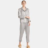 Women's  Capri-pants Silk Pajamas Set Long Sleeve Real Mulberry Comfy Silk Two Piece Pajamas Set - DIANASILK