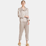 Women's  Capri-pants Silk Pajamas Set Long Sleeve Real Mulberry Comfy Silk Two Piece Pajamas Set - DIANASILK
