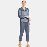 Women's  Capri-pants Silk Pajamas Set Long Sleeve Real Mulberry Comfy Silk Two Piece Pajamas Set - DIANASILK