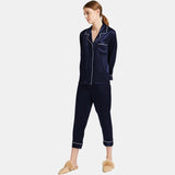 Women's  Capri-pants Silk Pajamas Set Long Sleeve Real Mulberry Comfy Silk Two Piece Pajamas Set - DIANASILK