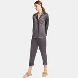 Women's  Capri-pants Silk Pajamas Set Long Sleeve Real Mulberry Comfy Silk Two Piece Pajamas Set - DIANASILK
