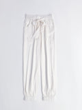 Womens Fashion Tie Waist Ankle Banded Cropped Silk Trousers - DIANASILK