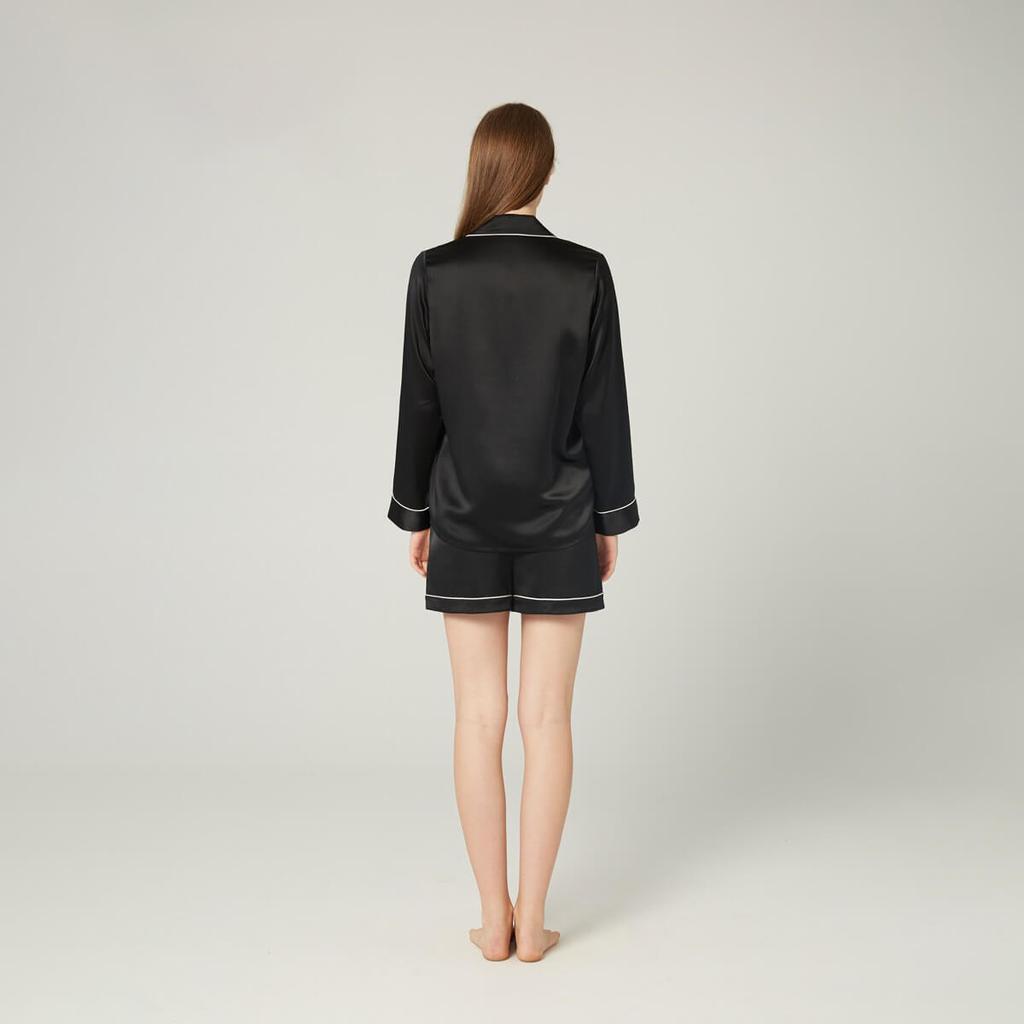 Women's Luxury Silk Sleepwear 100% Silk Long Sleeved Short Pajamas Set - DIANASILK