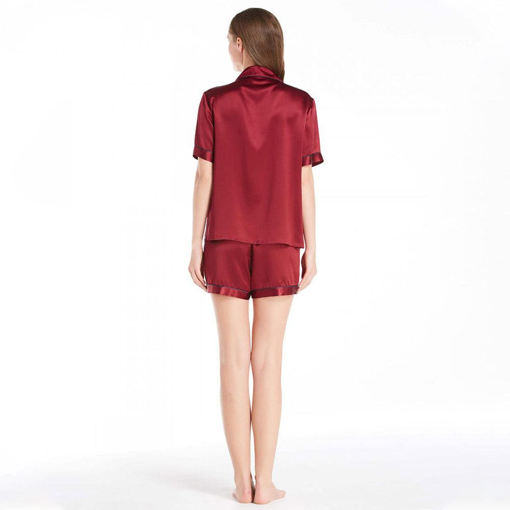 Women's Luxury Silk Sleepwear 100% Silk Short Sleeve Top Boxer Short Pajamas Set (multi-colors) - DIANASILK