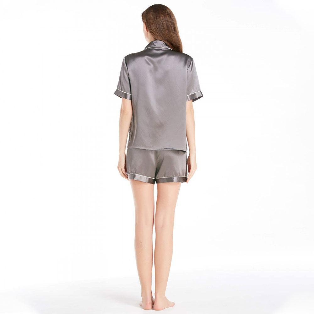 Women's Luxury Silk Sleepwear 100% Silk Short Sleeve Top Boxer Short Pajamas Set (multi-colors) - DIANASILK