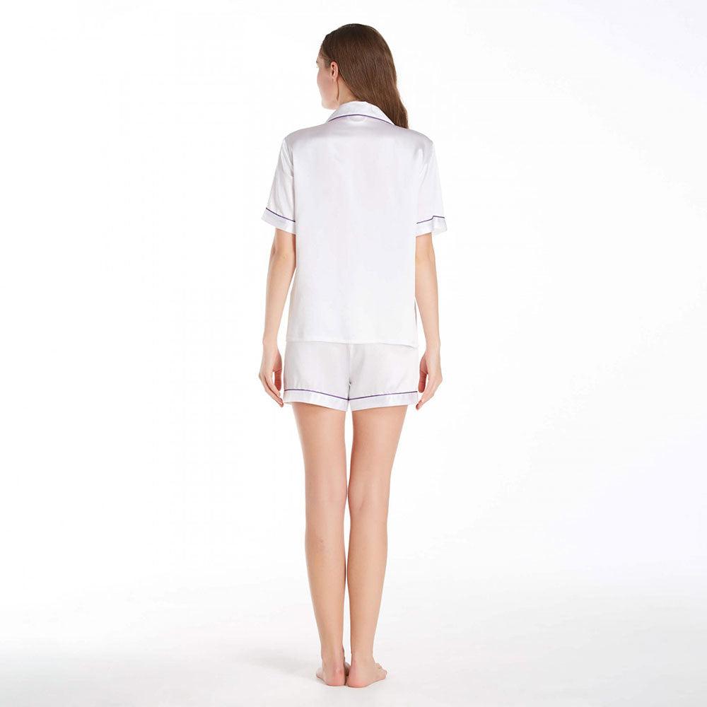 Women's Luxury Silk Sleepwear 100% Silk Short Sleeve Top Boxer Short Pajamas Set (multi-colors) - DIANASILK