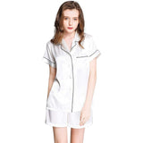 Women's Short Silk Pajamas Set Luxury 100% Silk Short Sleeve Two-piece Button-Down Pj Sets - DIANASILK