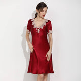 Women's Silk Nightgown with Lace Sexy Short Nightwear - DIANASILK