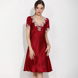 Women's Silk Nightgown with Lace Sexy Short Nightwear - DIANASILK